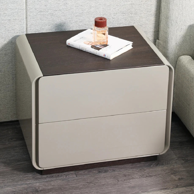 Italian Minimalist Rounded Corner 2-Drawer Nightstand