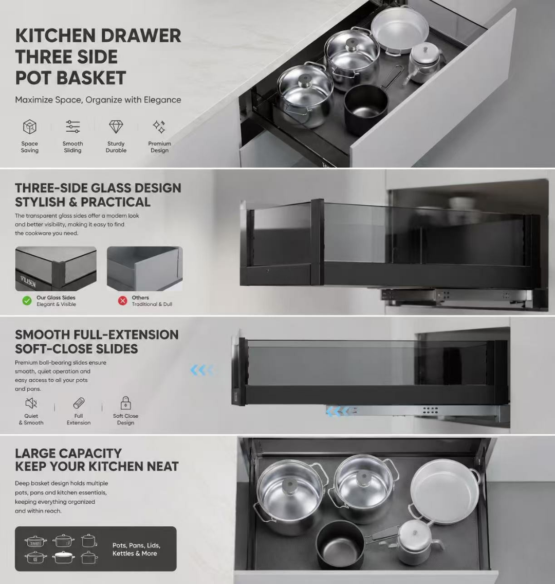 Kitchen drawer three side pot basket.png